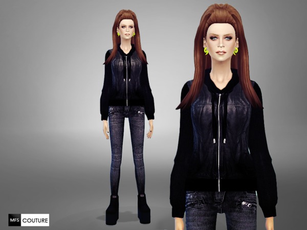 Sims 4 Leather Hoodie by MissFortune at TSR