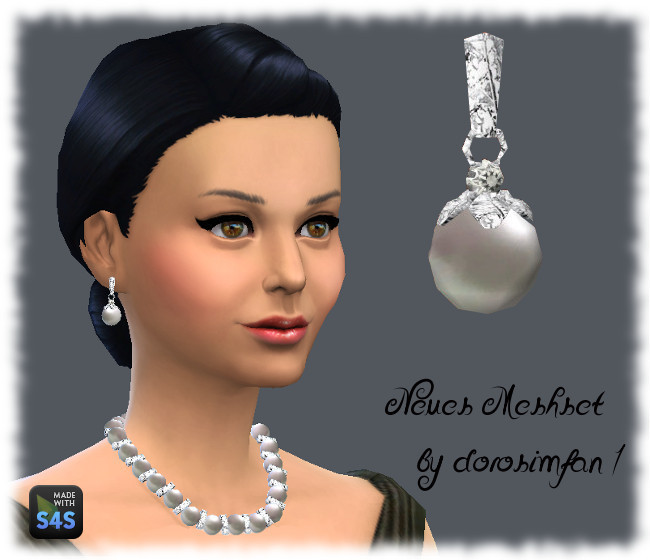 Sims 4 Pearl necklace and earrings by dorosimfan1 at Sims Marktplatz