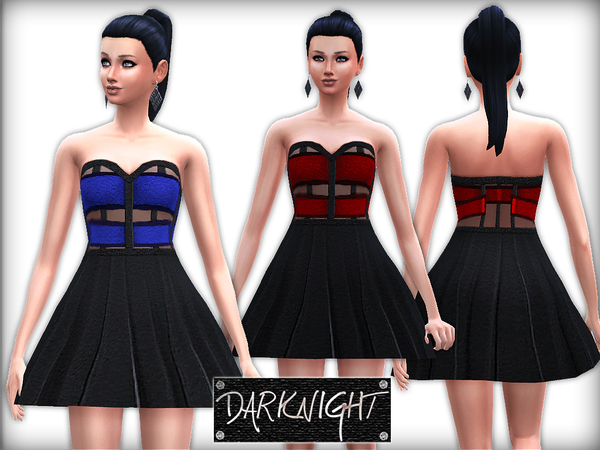 Sims 4 Leather Strapless Dress by DarkNighTt at TSR