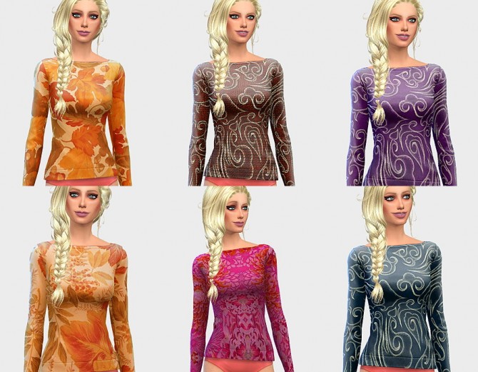 Sims 4 Fall themed shirts with leaves and flowers at Ecoast