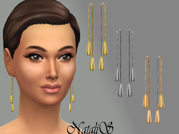 Sims 4 Metal droplet earrings by NataliS at TSR