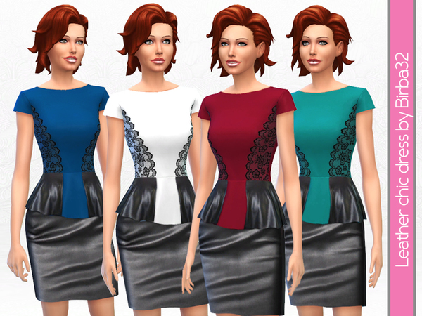 Sims 4 Leather and lace dress by Birba32 at TSR