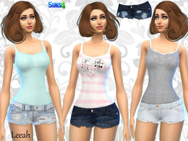 Sims 4 Shorts and Tanks by leeah at TSR