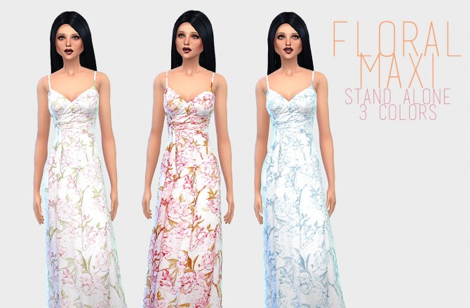 Sims 4 Floral maxi dress at Ecoast