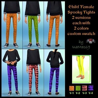 Child Female Spooky Tights by InaMac69 at Simtech Sims4