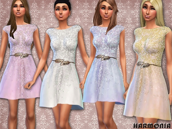 Sims 4 Haute Couture Embellished Dress by Harmonia at TSR