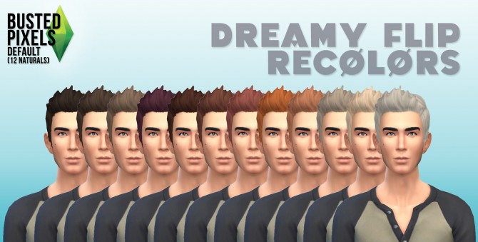 Sims 4 Dreamy flip AM hair 12 recolors at Busted Pixels