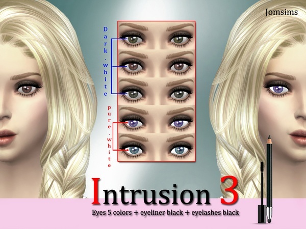 Sims 4 Intrusion 3 eyes + black eyeliner and eyelashes by JomSims at TSR