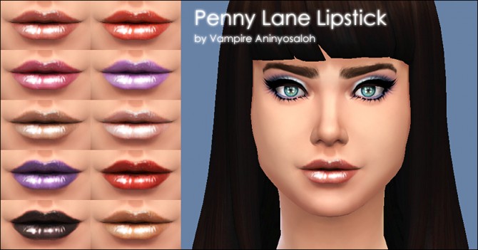 Sims 4 Penny Lane Lipstick 10 colors by Vampire aninyosaloh at Mod The Sims