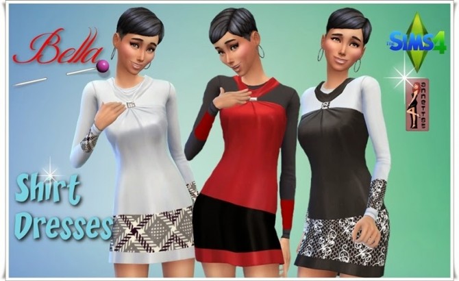 Sims 4 Bella Shirt Dresses at Annett’s Sims 4 Welt