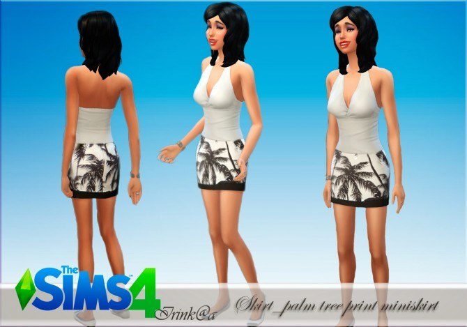 Sims 4 Skirt palm tree print miniskirt at Irink@a