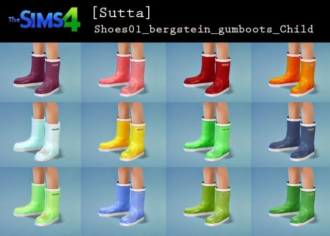 Sims 4 Gumboots for kids at Sutta Sims4