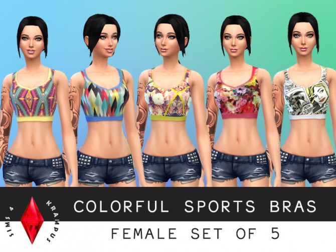 Sims 4 5 colorful sports bras at Sims 4 Krampus