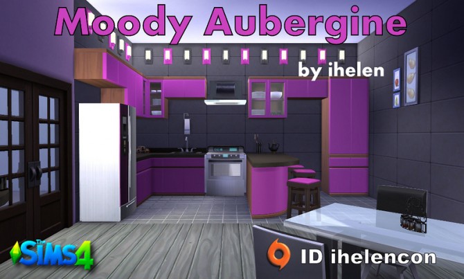 Sims 4 Kitchen Moody Aubergine by ihelen at ihelensims