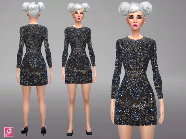 Sims 4 Embellished Mini Dress by Alexandra Sine at TSR