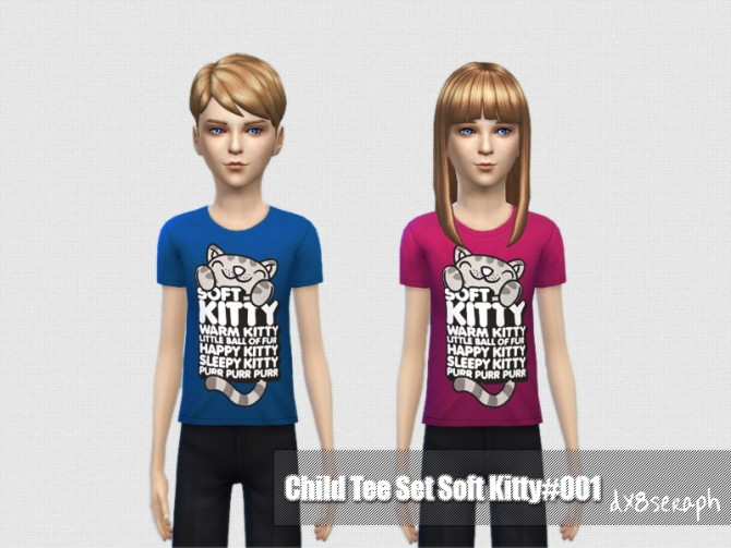 Sims 4 Child Tee Set Soft Kitty #001 at dx8seraph