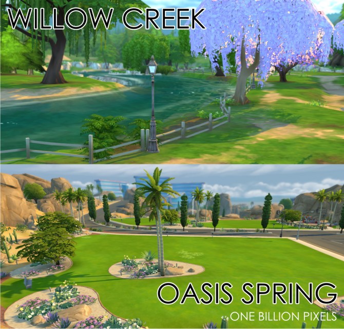 Sims 4 Empty Worlds Willow Creek & Oasis Springs at One Billion Pixels