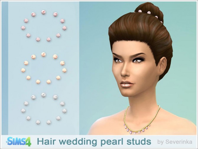 Sims 4 Wedding hair pearl studs at Sims by Severinka