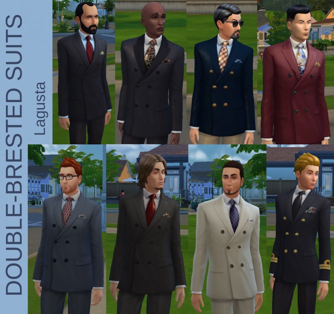Sims 4 Eight new Double Breasted Suits by lagusta at Mod The Sims