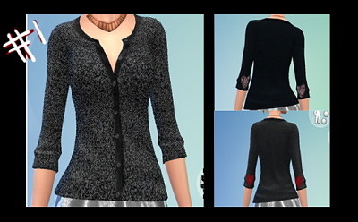 Glittery skirt and bra, cardigan and stockings at Simstemptation