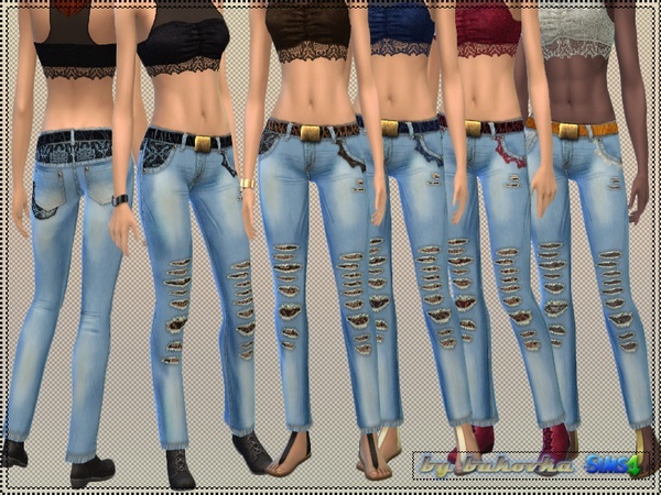 Sims 4 Lace top and jeans by Bukovka at TSR