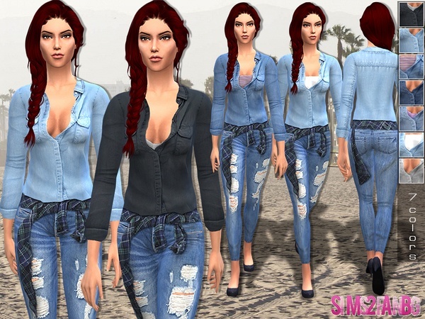 Sims 4 Female denim outfit 13 by sims2fanbg at TSR