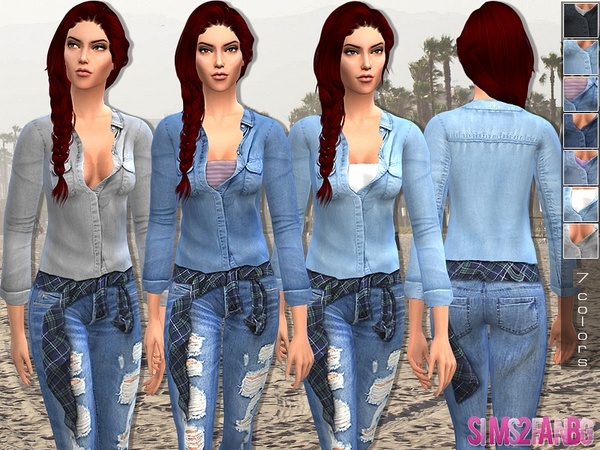 Sims 4 Female denim outfit 13 by sims2fanbg at TSR