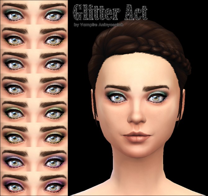 Sims 4 Glitter Act Eyeshadow 8 colors by Vampire aninyosaloh at Mod The Sims