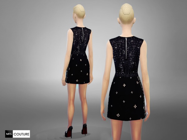 Sims 4 Black Swan Dress by MissFortune at TSR