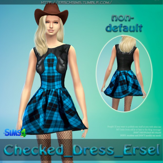 Sims 4 Checked Dress by Ersel at ErSch Sims