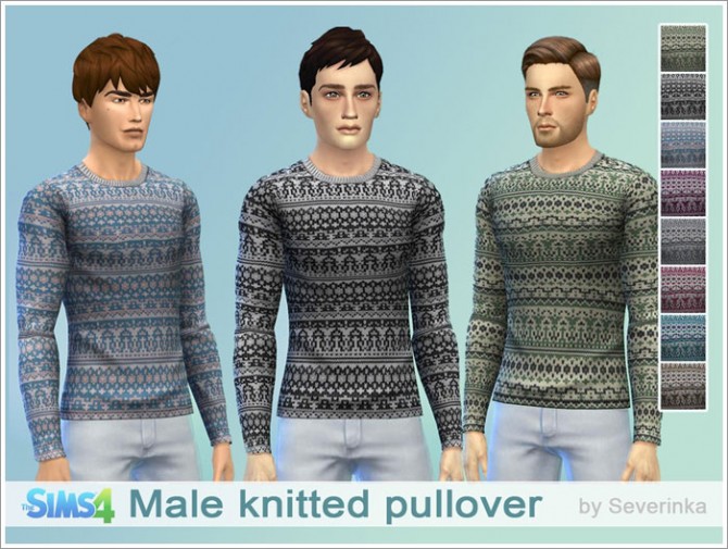 Sims 4 Male knitted pullover at Sims by Severinka