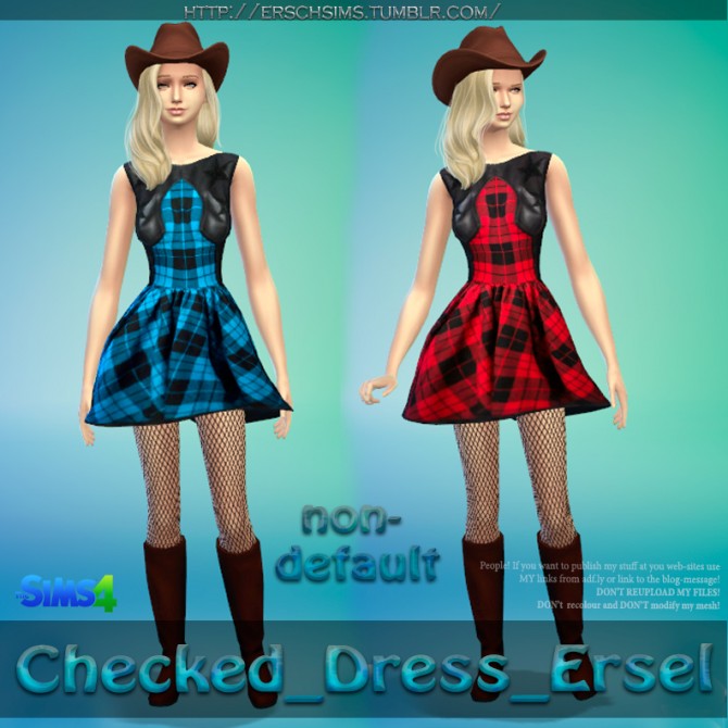 Sims 4 Checked Dress by Ersel at ErSch Sims