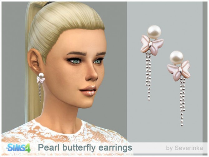 Sims 4 Pearl butterfly earrings at Sims by Severinka