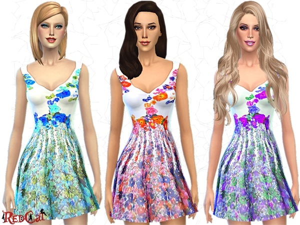 Sims 4 Flower Dream Dress by RedCat at TSR