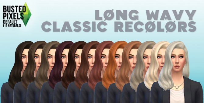 Sims 4 12 Colors Naturals long wavy at Busted Pixels