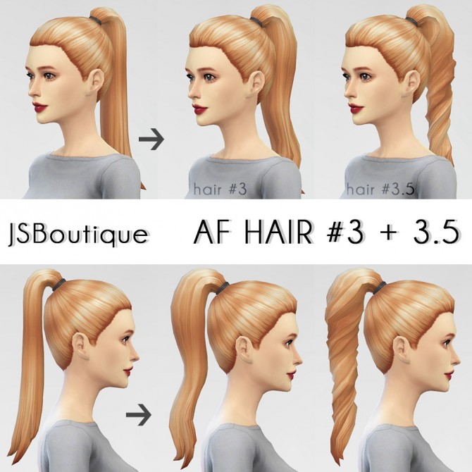 Sims 4 AF Hair 3 + 3.5 at JSBoutique