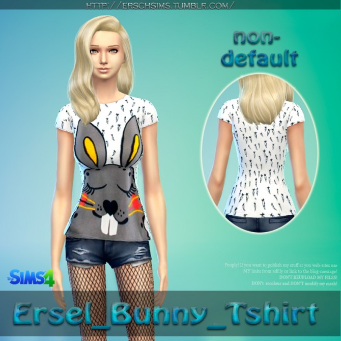 Sims 4 Bunny T shirt White by Ersel at ErSch Sims