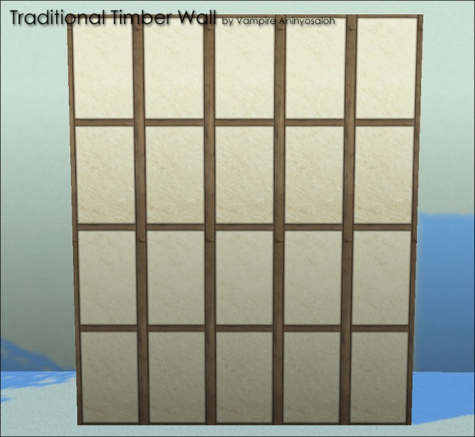 Sims 4 Traditional Timber Wall 5 colors by Vampire aninyosaloh at Mod The Sims