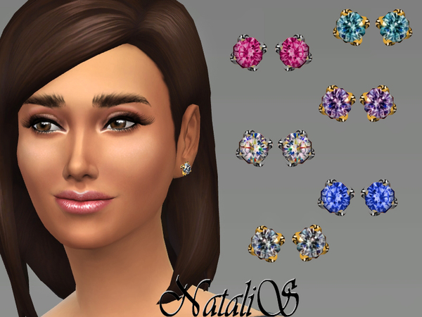 Sims 4 Crystal studs earrings 01 by Natalis at TSR