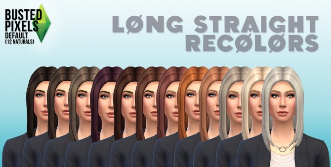 Sims 4 12 Long Straight Recolors at Busted Pixels