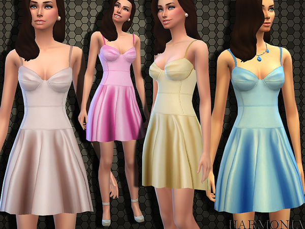 Sims 4 Designer Satin Bustier Dress by Harmonia at TSR