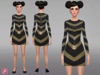 Black and Gold Long Sleeve Dress by Alexandra_Sine at TSR