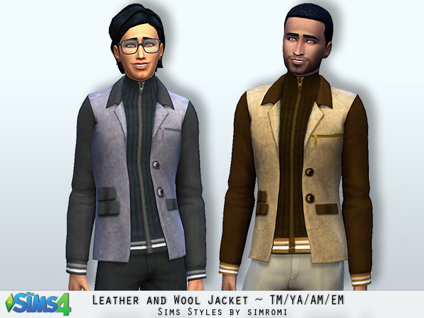 Sims 4 Leather and Wool Jacket by simromi at TSR