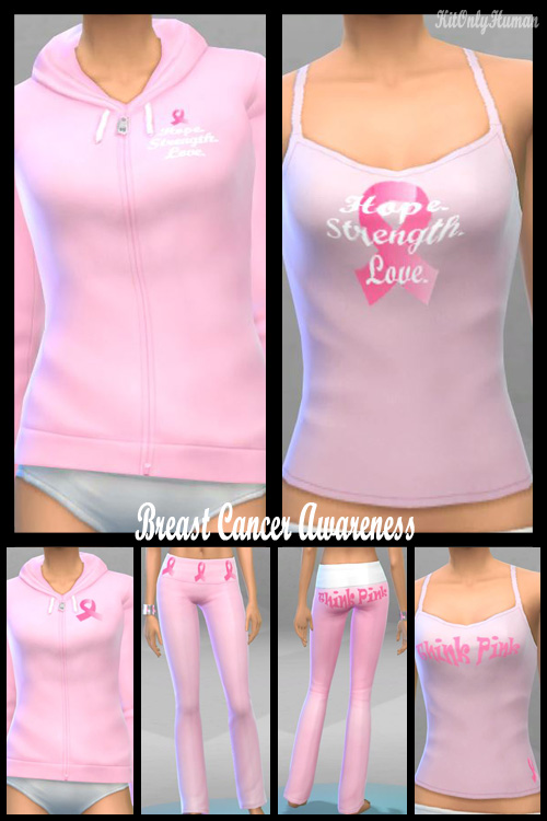 Sims 4 Breast Cancer Awareness   Clothing at KitOnlyHuman