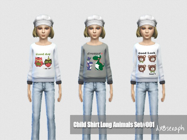 Sims 4 Long Shirt Set Animals #001 by dx8seraph at TSR