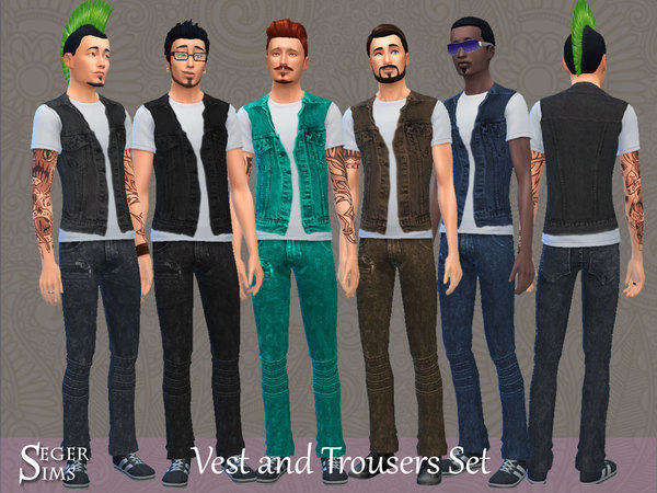 Sims 4 Vest & Trousers by SegerSims at TSR