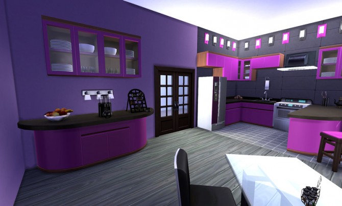 Sims 4 Kitchen Moody Aubergine by ihelen at ihelensims