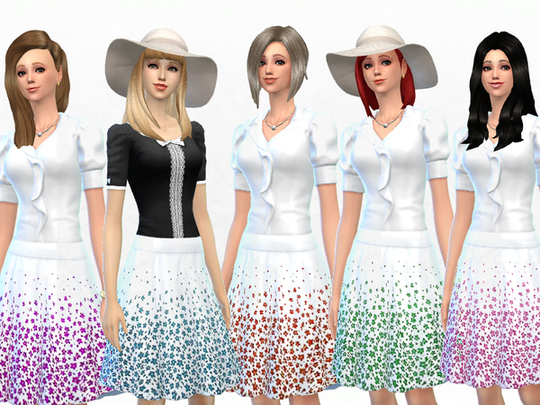 Sims 4 Little Flower Skirt by SakuraPhan at TSR