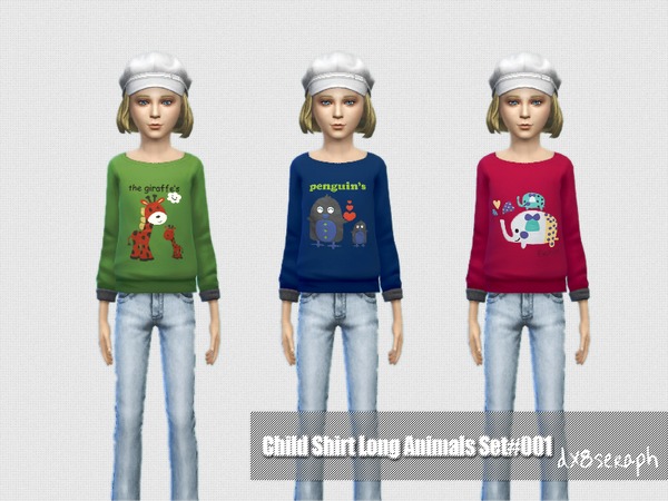 Sims 4 Long Shirt Set Animals #001 by dx8seraph at TSR