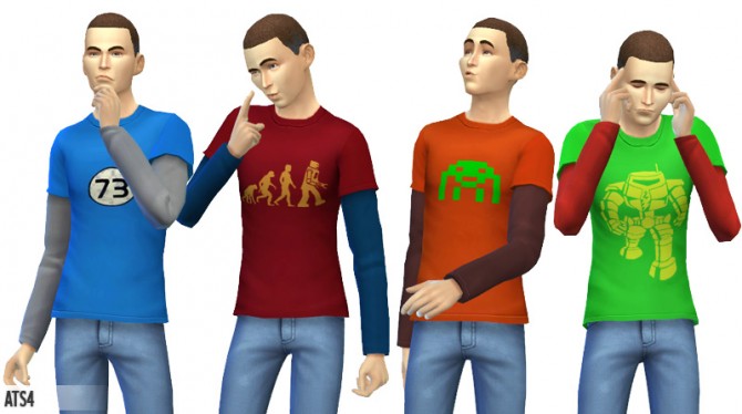Sims 4 Short & Long Sleeves tees + Big Bang Theory Collection at Around the Sims 4